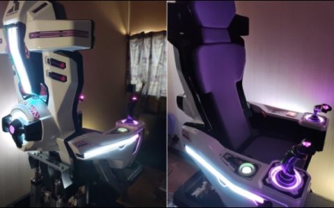网民改装大型街机椅做"电竞椅"！ 超强光效还能活动！