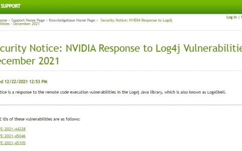 Nvidia、HPE、IBM公布受Log4j漏洞影响的产品