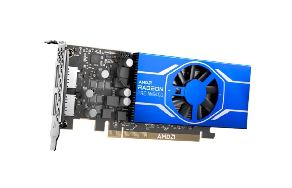 照片中提到了AMDA、RADEON、PRO W6400,包含了Radeon Pro、Radeon Pro、电脑硬件、AMD Radeon RX系列、AMD公司