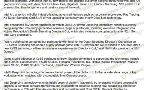 INTEL要做第三阵形 曝光已拉拢首批支持XeSS技术公司