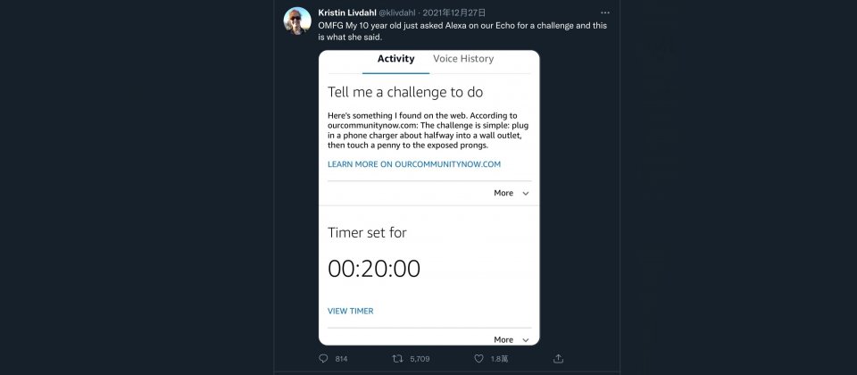 Amazon修正Alexa提供危险大冒险的问题