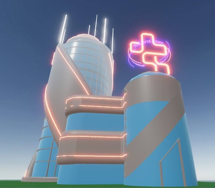 Tokens.com 在Decentraland建立的一栋数字大厦。 图片来源:Tokens.com
