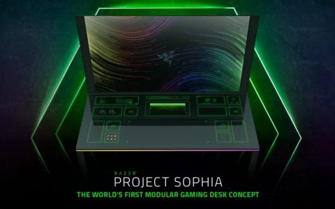 Razer 将模块化设计应用在结合65英寸屏幕的游戏桌，更可搭配游戏椅感受沉浸震动感受