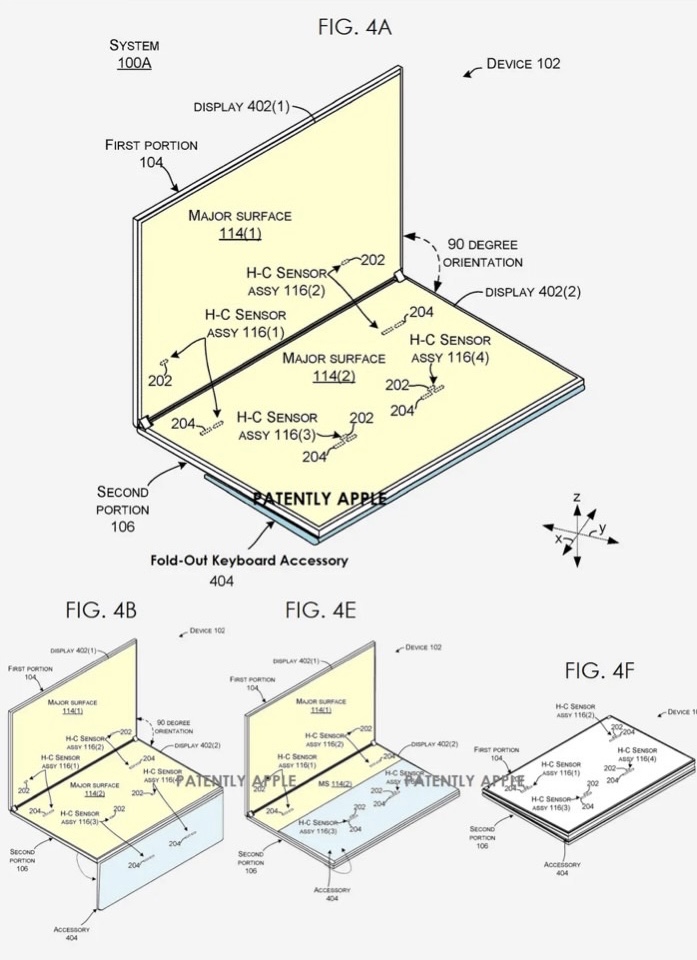 Surface Duo的升级形态？ 新专利显示双折叠三屏幕设计