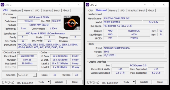 国外网友成功在旧的A320入门主板上，装上Ryzen R9-5950X旗舰处理器并执行成功