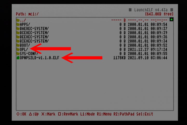 如果要安装正体中文档案，则在存储卡的根目录的位置按下手把的R1键并选择New Dir建立文件夹并命名为OPL，将font_TChinese.ttf、lang_TChinese.lng等档案复制进去。 （也可放至硬盘的"/OPL+/LNG"路径之下）