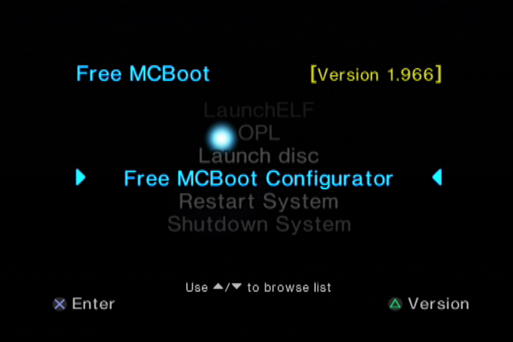 开机后在系统菜单选择Free MCBoot Configurator。