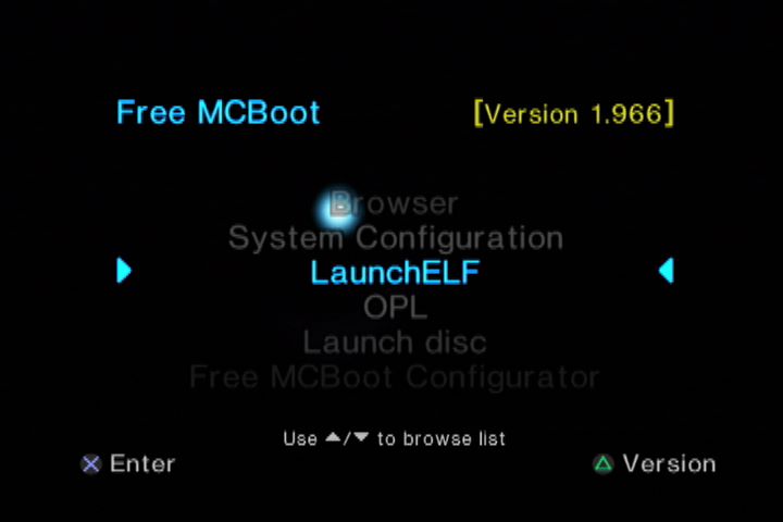 载入FMCB的「破解系统」之后，就可以执行虚拟光盘以及各种工具程序。