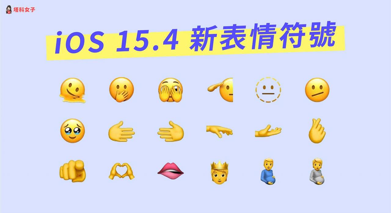 iOS 15.4 Emoji 表情符号:新增融化表情、偷看、摀嘴、手指爱心、含泪微笑等 38+ 款