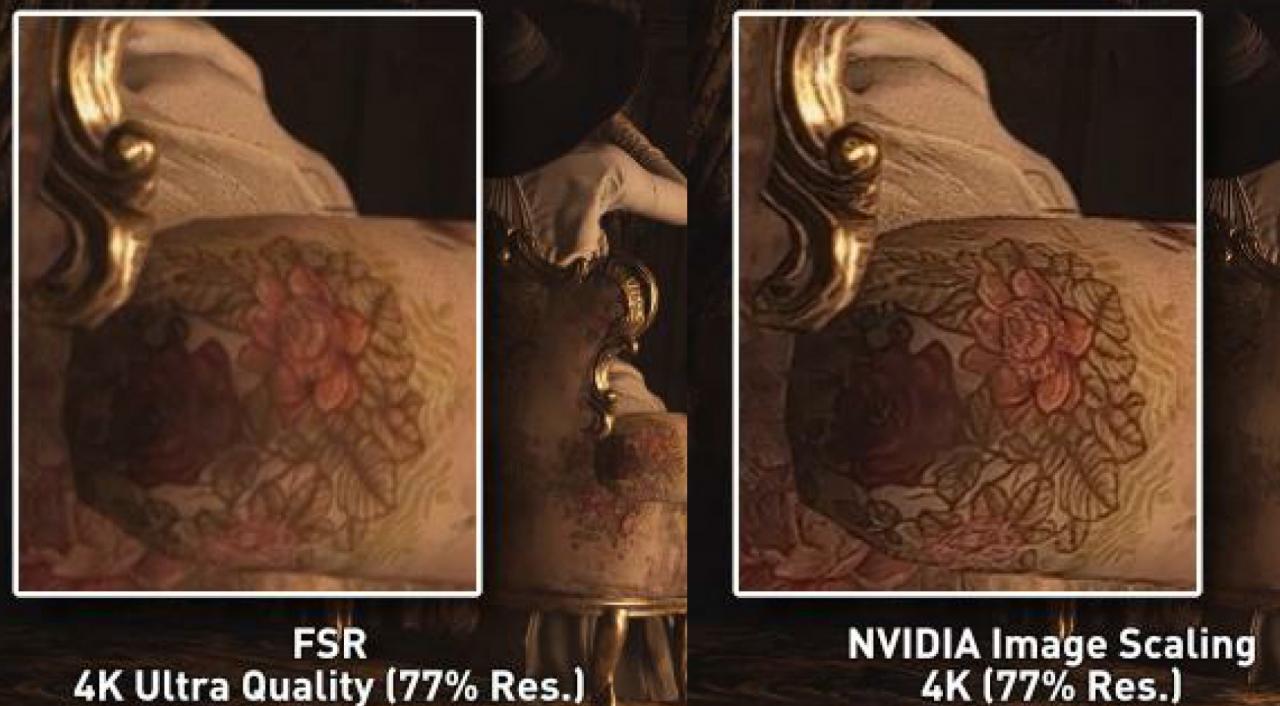 根据NVIDIA官方提供的范例,Image Scaling的输出画质比AMD FSR技术更加理想。