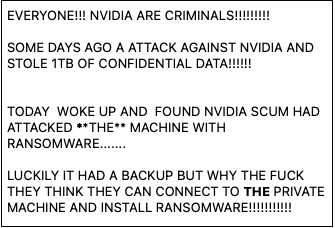 Nvidia遭网络攻击，以勒索软件回敬黑客 
