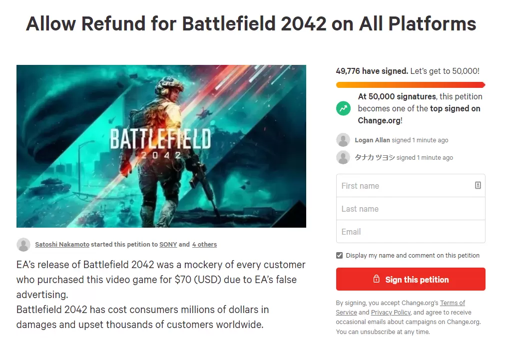 《战地风云 2042》南非玩家可单人霸占服务器主导规则，玩家发起全平台版本退款联署 