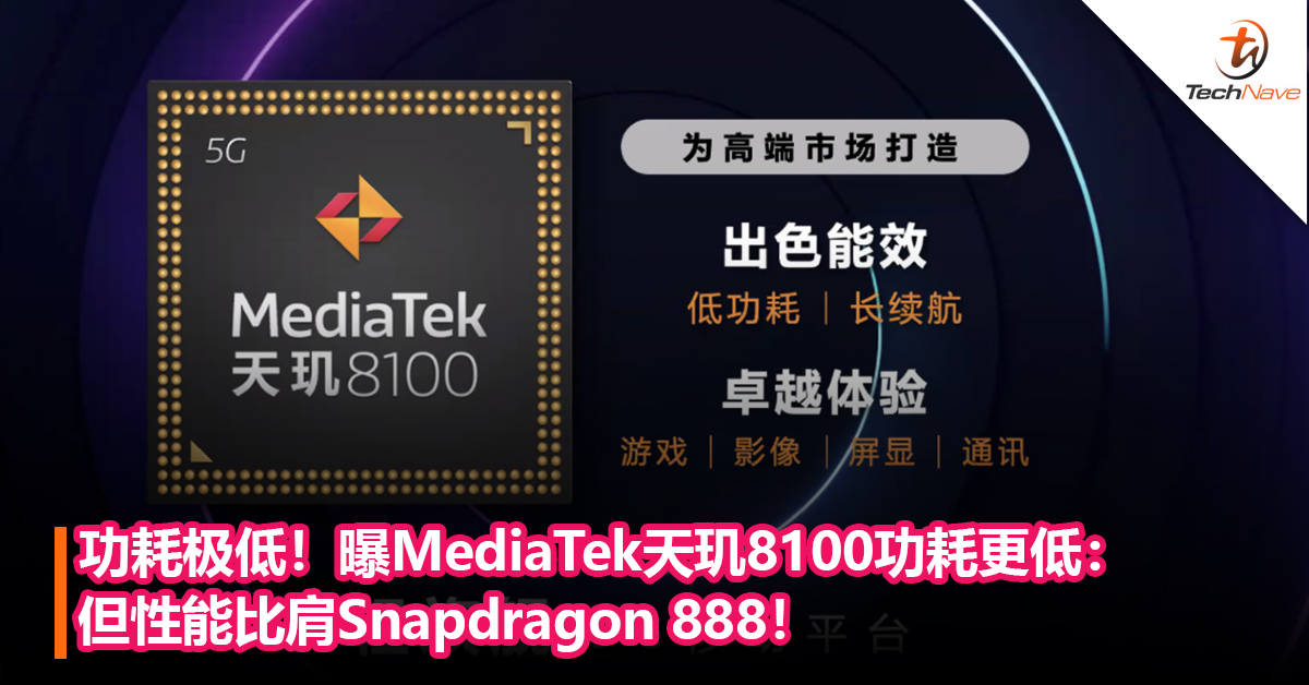 功耗极低！曝MediaTek天玑8100功耗更低：但性能比肩Snapdragon 888！
