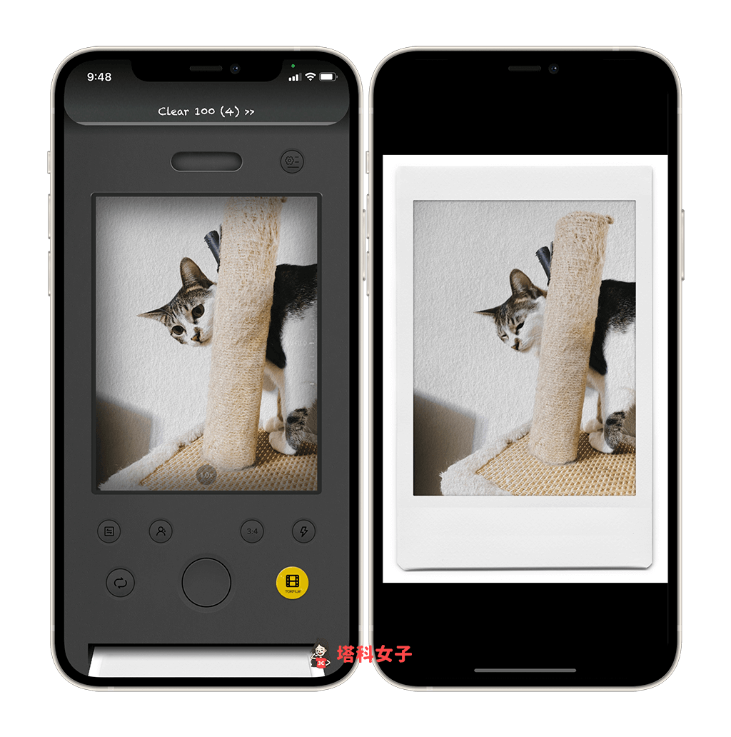 TOK CAM 拍立得App：使用不同胶片滤镜