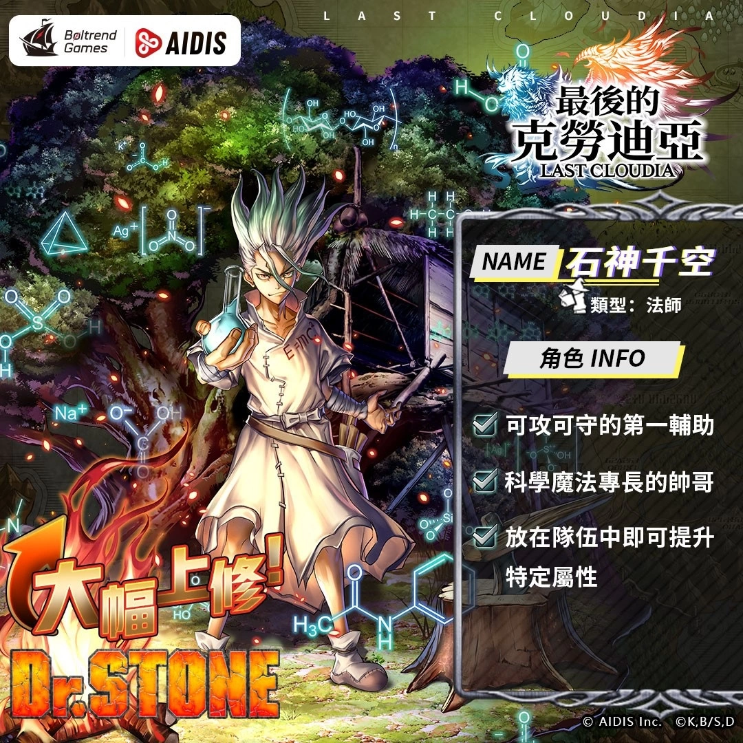 《最后的克劳迪亚》x《Dr. STONE》联动合作3月9日正式开催！ 抢先释出联动角色介绍与集气活动福利开跑！ 
