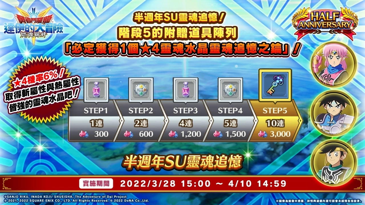 《勇者斗恶龙 达伊的大冒险 燃魂羁绊》半周年优惠活动实施中