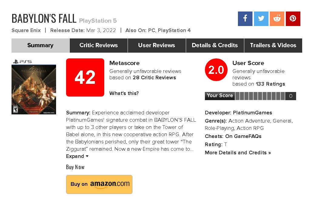 图/截自 Metacritic