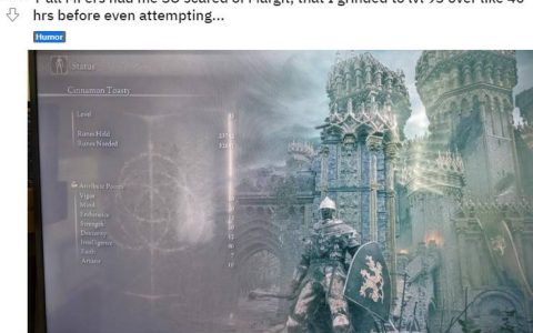 因担心打不赢恶兆，《艾尔登法环》新手玩家花40小时练到93等才敢挑战