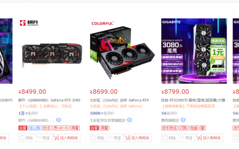 显卡价格暴跌RTX 3080 Ti显卡 首次跌破8000