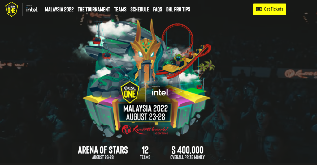 《DOTA 2》ESL One 2022重返大马！将于8月23日云顶开打，奖金池高达40万美元！