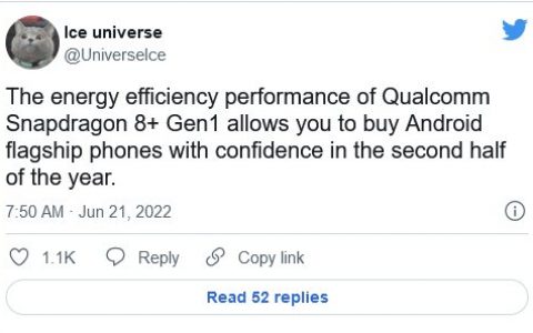 可以放心购买？传最新Snapdragon 8 Plus Gen 1已解决能效问题： 用户可放心购买今年晚些发布的旗舰机