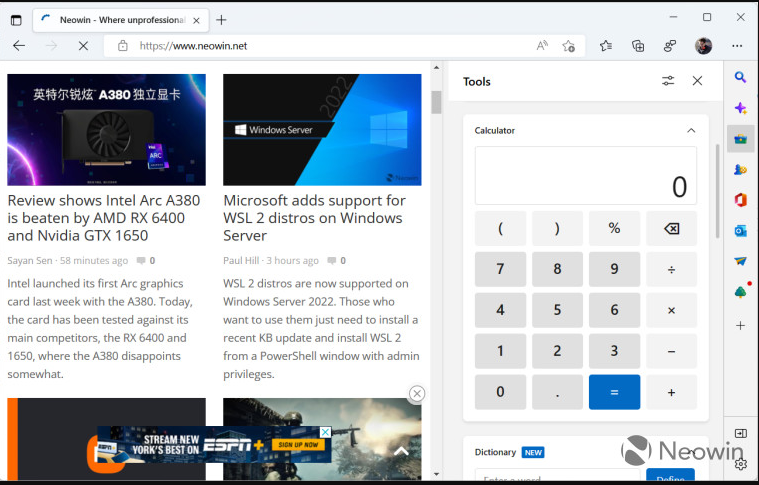 Microsoft Edge新功能曝光：可测网速！内置计算器、单位转换等小工具！