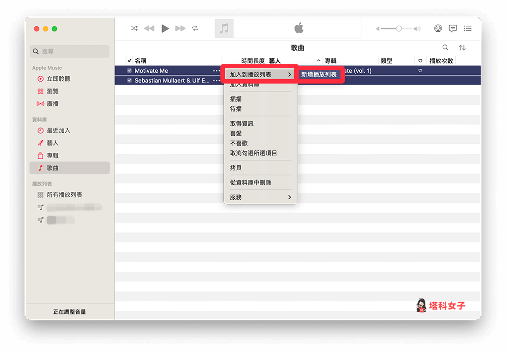 Apple Music 导入音乐：加入播放列表