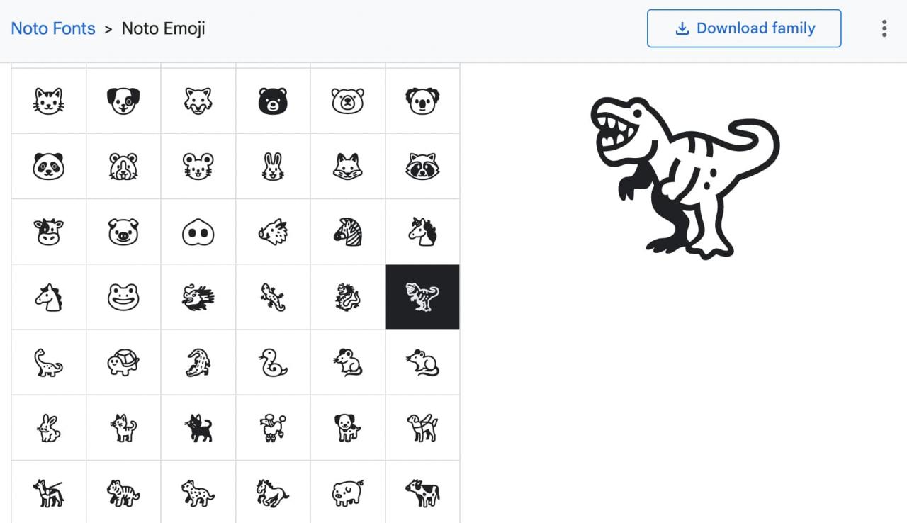 谷歌 Noto Emoji 免费字体下载，超过3000种简约表情符号4
