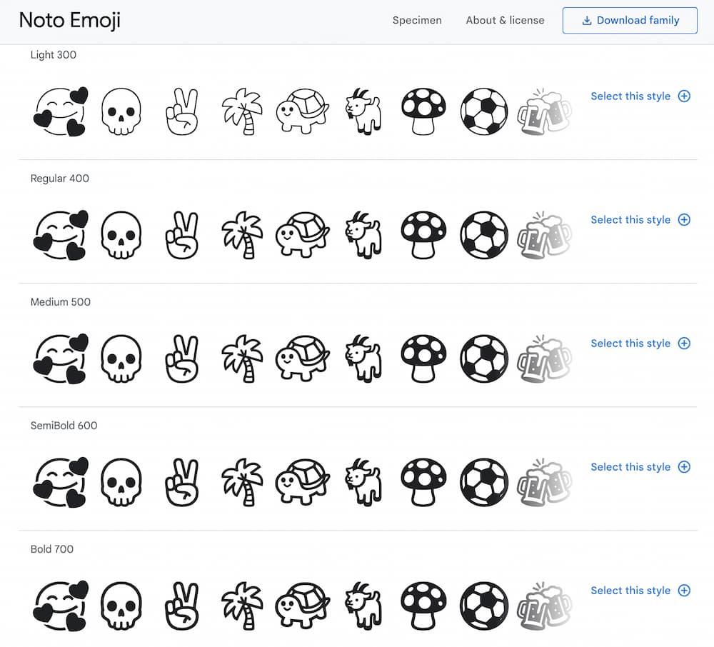 谷歌 Noto Emoji 免费字体下载，超过3000种简约表情符号5