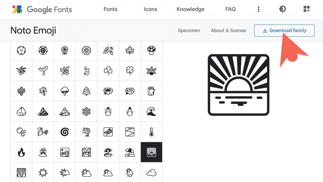 谷歌 Noto Emoji 免费字体下载，超过3000种简约表情符号6