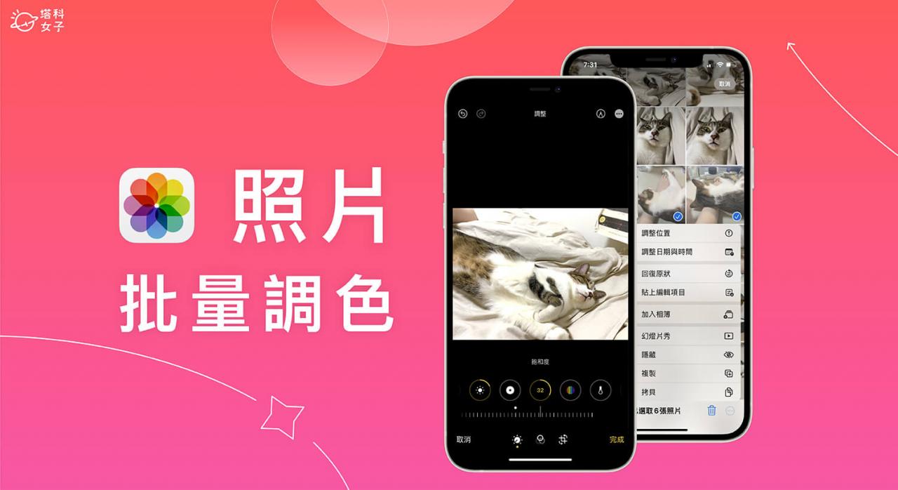 iPhone 照片批量编辑教学，iOS 16 一键套用色调数值到其他 iPhone 照片
