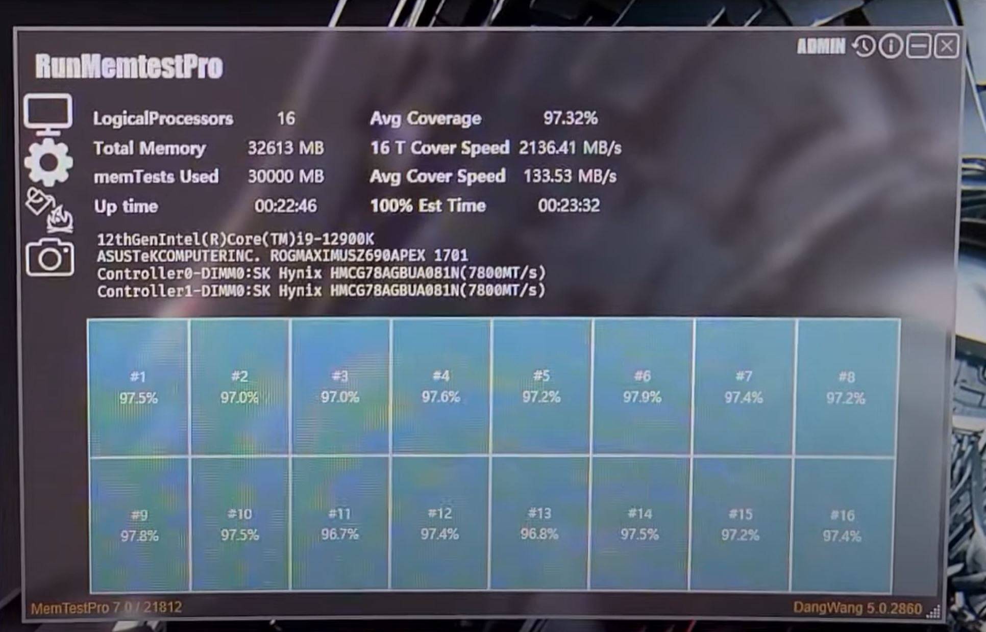 韩国超频玩家成功将DDR5 HYNIX A DIE超至7800 C32过测！
