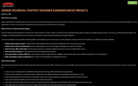 《激战》开发商 ArenaNet 征人启事透露奇幻 IP 新项目 引发外界猜测是否为《激战 3》