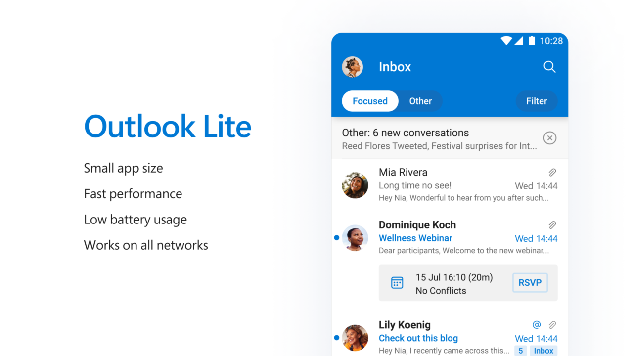仅 5MB 大小！Microsoft Outlook Lite 发布：专为低端 Android 手机打造！