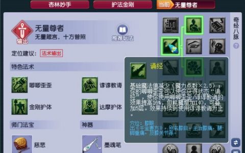 梦幻西游魔化生（无量尊者经脉增加魔法消耗）