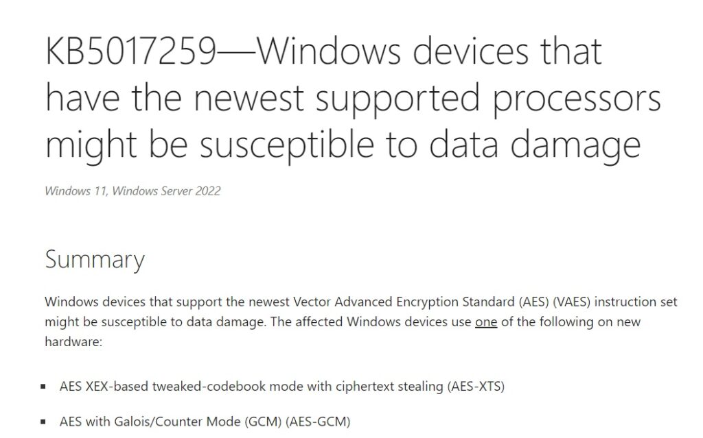 赶快升级！Microsoft确认加密bug：CPU太先进会让Windows 11出现数据损坏！