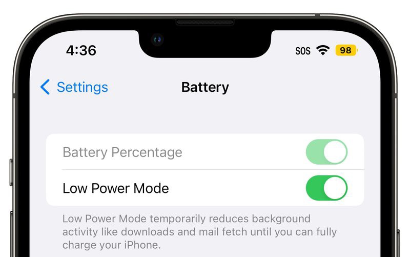 Apple iOS 16 Beta 6发布：低电量模式下新增关闭刘海屏，可关闭状态栏电池百分比选项！