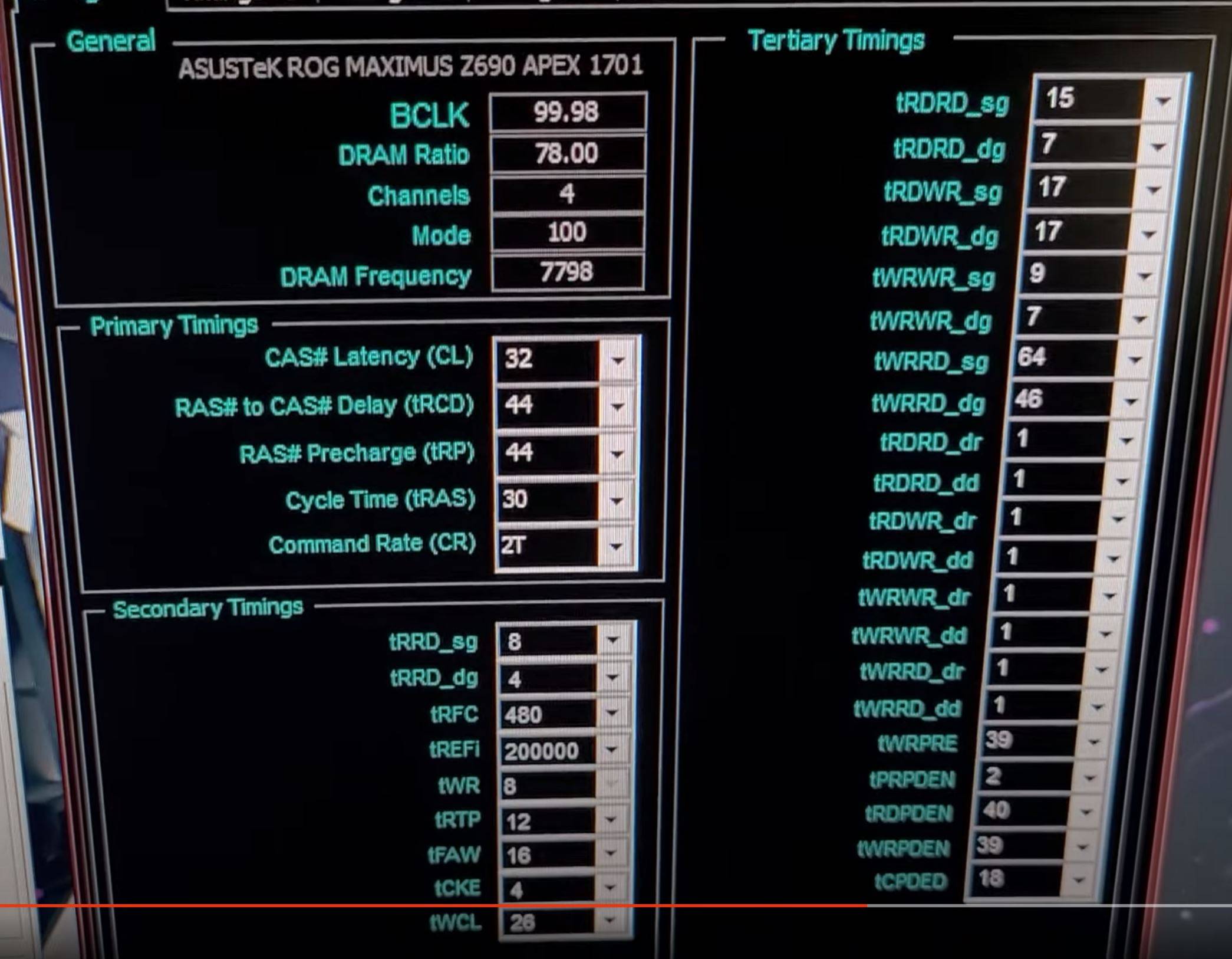 韩国超频玩家成功将DDR5 HYNIX A DIE超至7800 C32过测！