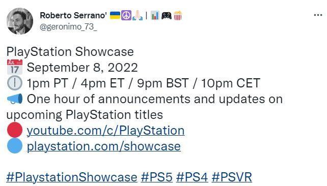 消息指Sony 9月9日举办新PS Showcase发布会