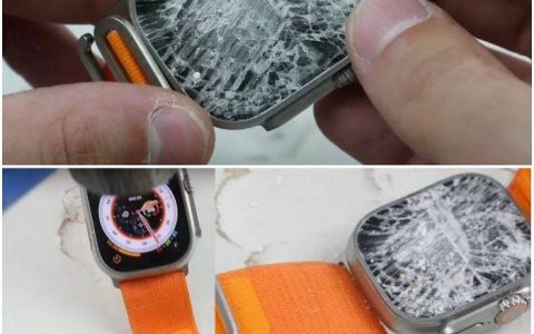 他用铁鎚狠敲Apple Watch Ultra测试是否真如苹果说的那么坚固？ 屏幕还没裂桌子却先裂了
