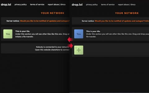 drop.lol 开浏览器就可点对点的相互传送档案与讯息