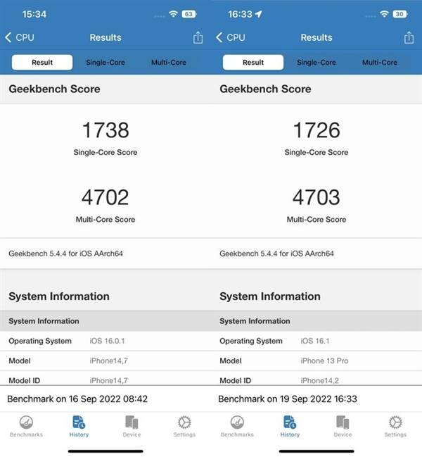 都是A15但谁更强？全面性能对比结果显示：iPhone 14表现更出色，性能比iPhone13 Pro强！