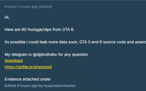 R星的致命打击！大量《GTA 6》实机游戏片段遭泄露，上万行源码也曝光，骇客称还会放出测试开发版！