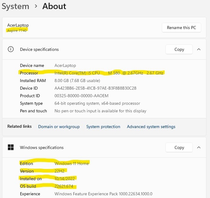 网友抱出了12年前的Core i5-580M宏碁笔记本，发现执行Windows 11 22H2跑一般工作没压力