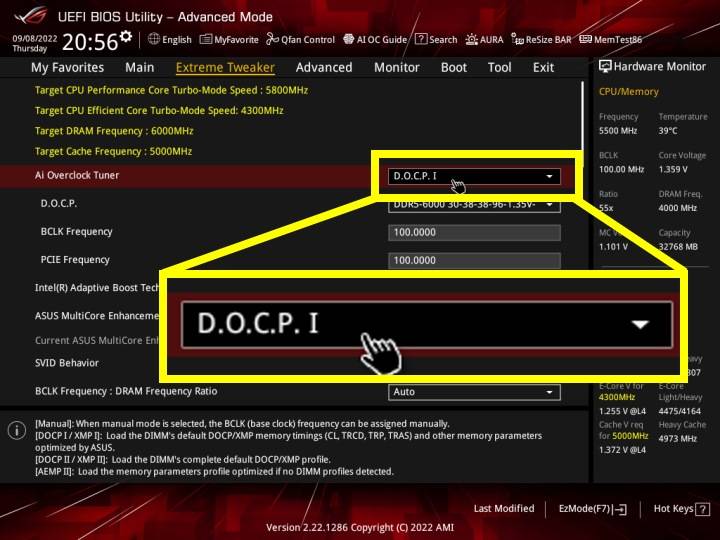 虽然G.Skill Trident Z5 Neo内存内建的自动超频功能为AMD新提出的EXPO规范而非Intel提出的X.M.P，但还是可以在BIOS/UEFI菜单中直接开启自动超频功能。