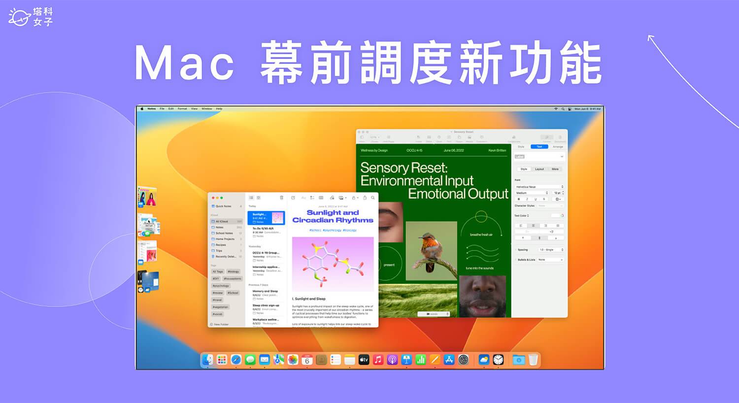 Mac 幕前调度怎么用？ masOS Ventura 新功能将 App 群组化并一键调用切换