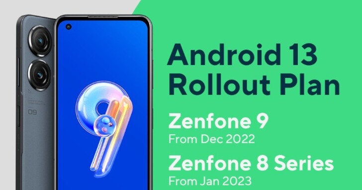 华硕公布旗下手机 Android 13 升级时程，Zenfone 9 最快年底升级