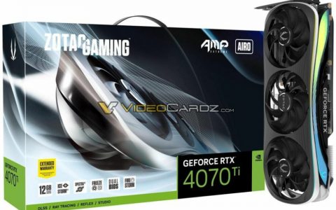 AMP EXTREME AIRO与TRINITY系列，Zotac GeForce RTX 4070 Ti显卡曝光