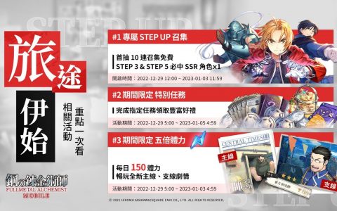 《钢之炼金术师 M》举办跨年两大迎新活动「旅途伊始」和「迎春育成」