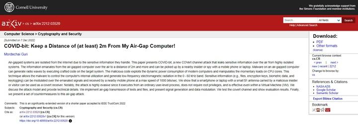 COVID-bit： Keep a Distance of （at least） 2m From My Air-Gap Computer！论文下载